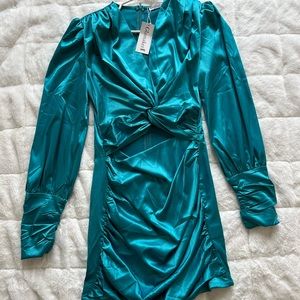 Turquoise Satin Dress